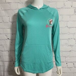 Teal Long Sleeve Sun Shirt with Front Pocket and Hood